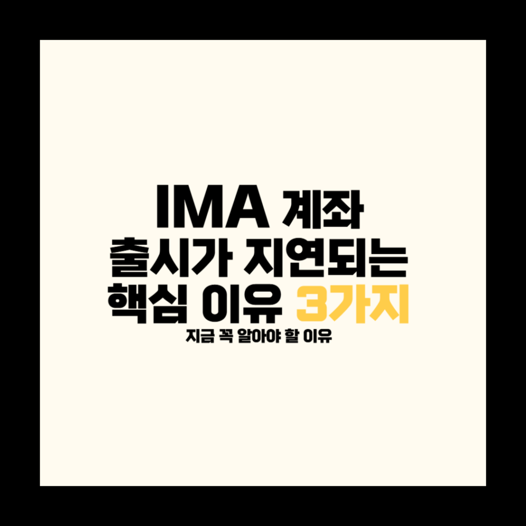 IMA 계좌 출시가 지연되는 핵심 이유
