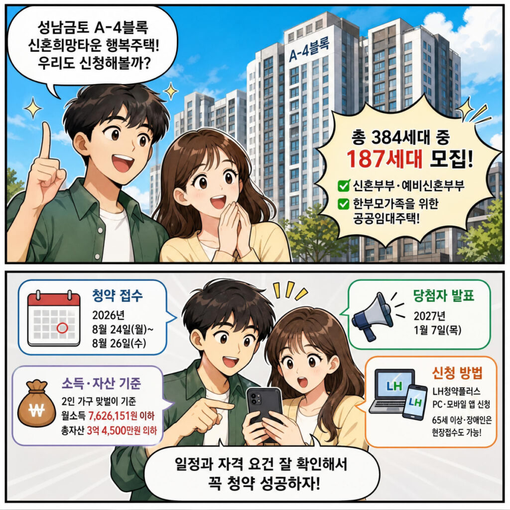 성남금토 A-4블록 신혼희망타운 행복주택 입주자격 신청방법